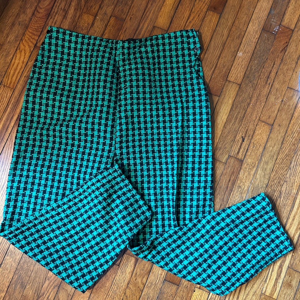 Dynamic Vintage Green and Black Checkered Pants